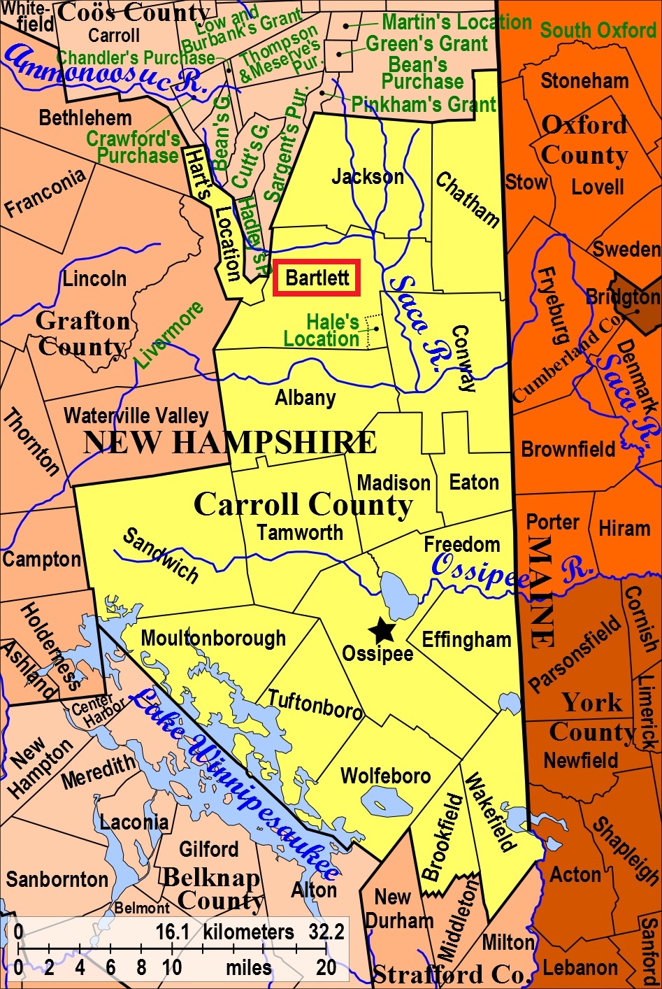 Map showing Bartlett