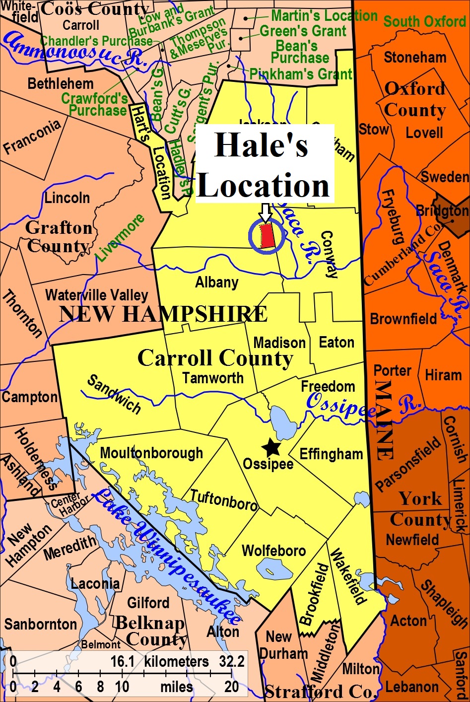 Map showing Hale's Location