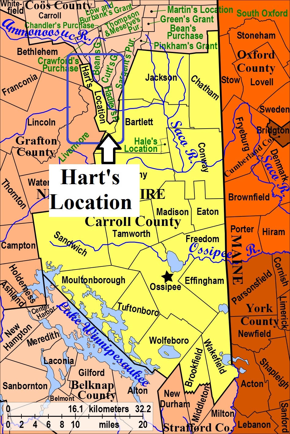 Map showing Hart's Location
