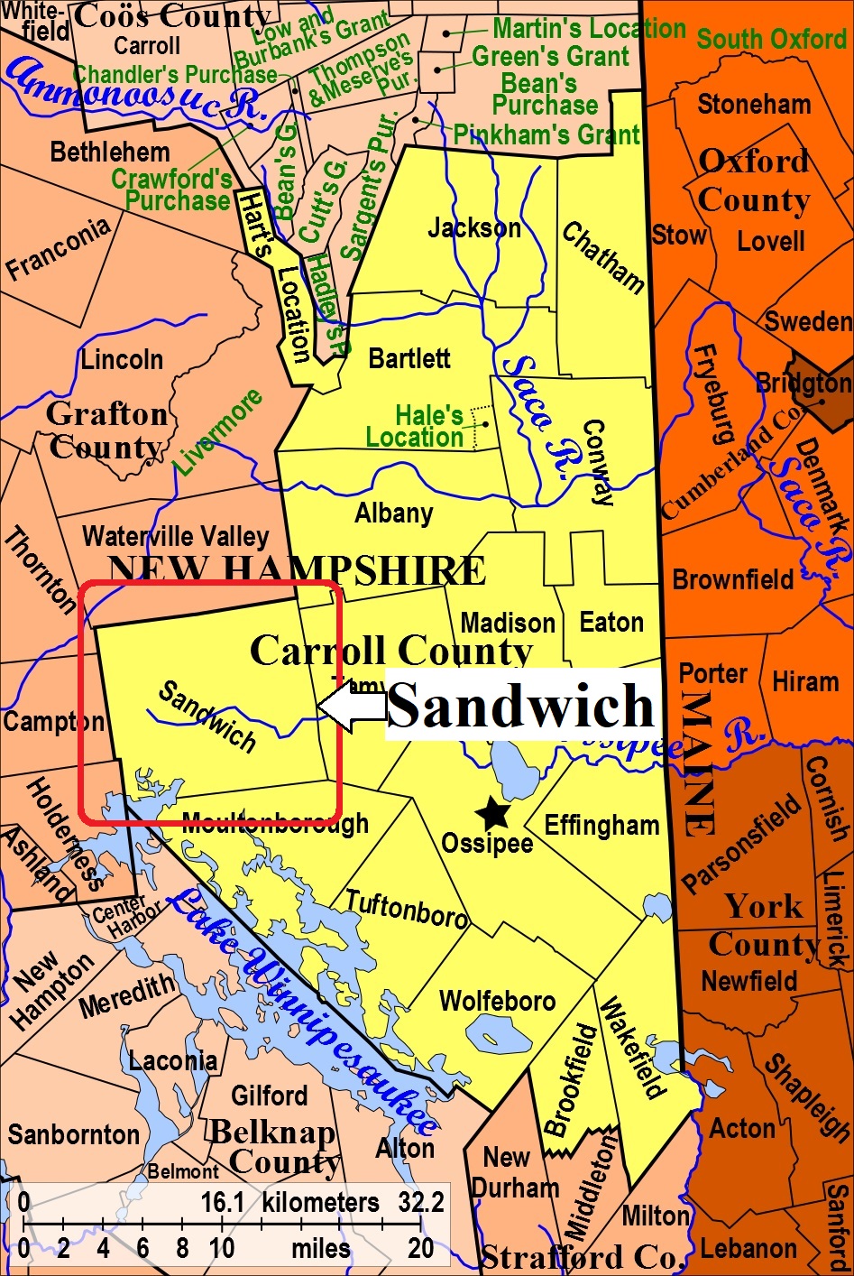 Map showing Sandwich