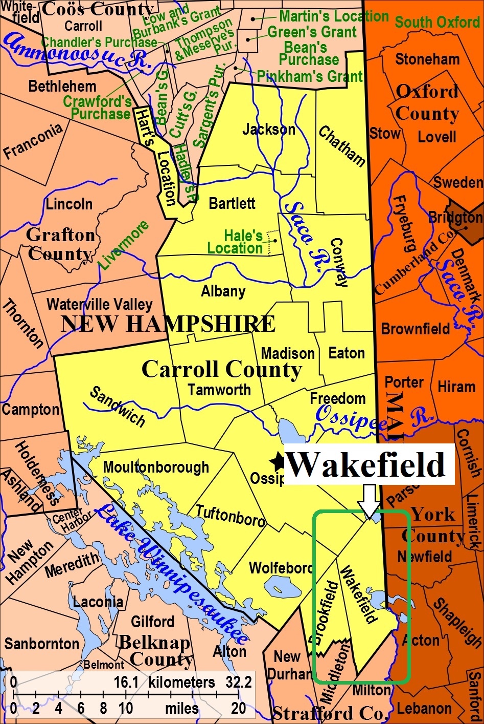 Map showing Wakefield