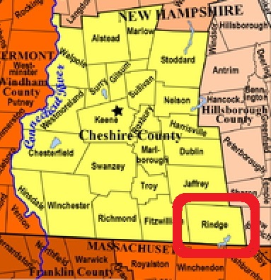 Map showing Rindge