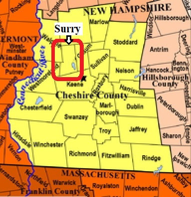 Map showing Surry