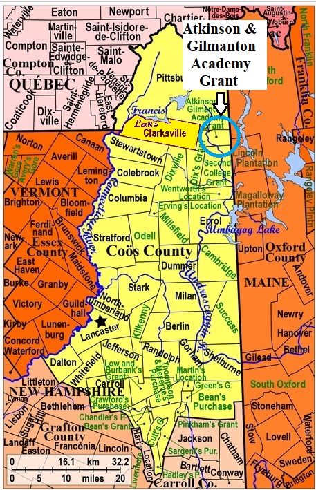 Map showing Atkinson and Gilmanton Academy Grant