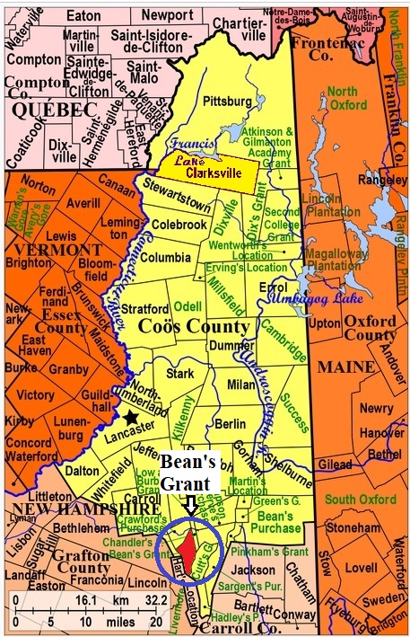 Map showing Bean's Grant