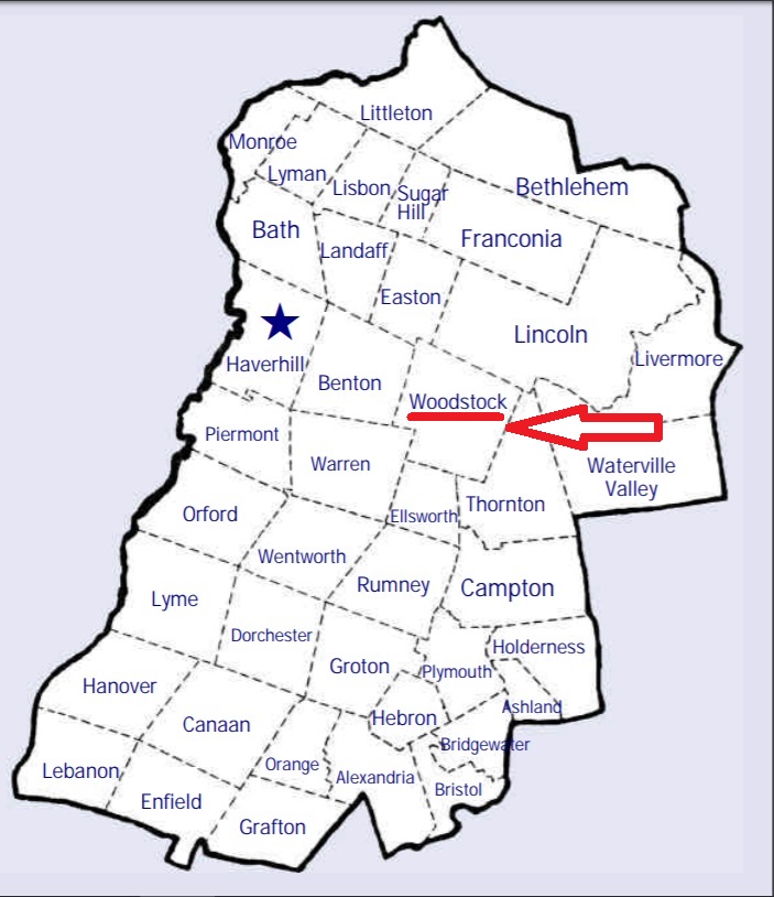 Map showing Woodstock