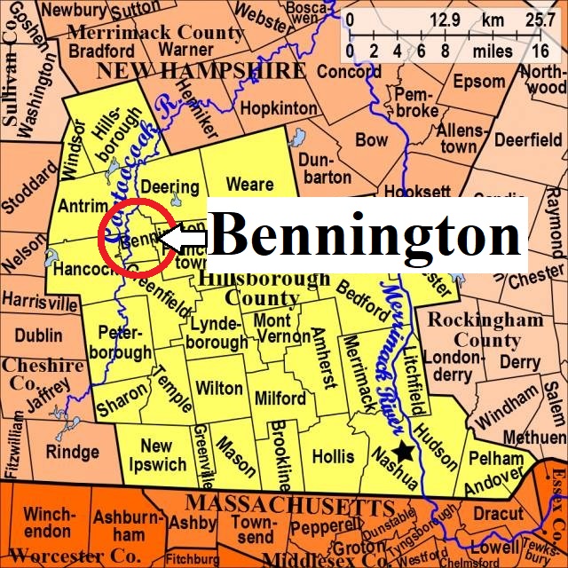 Map showing Bennington