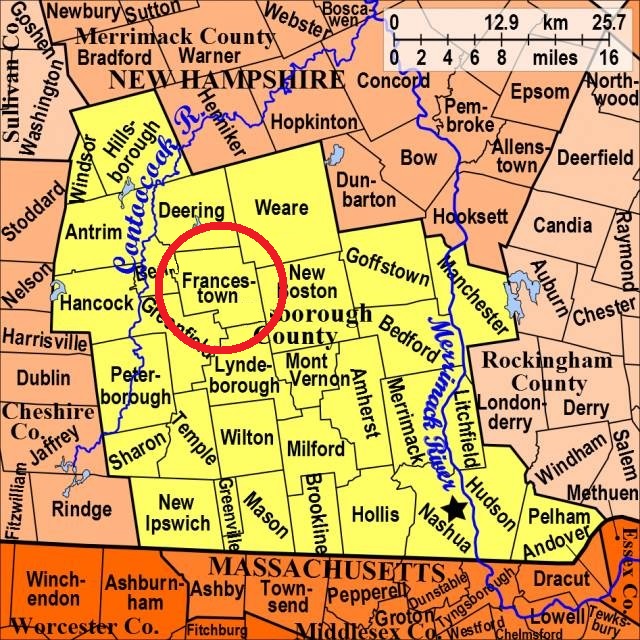 Map showing Francestown