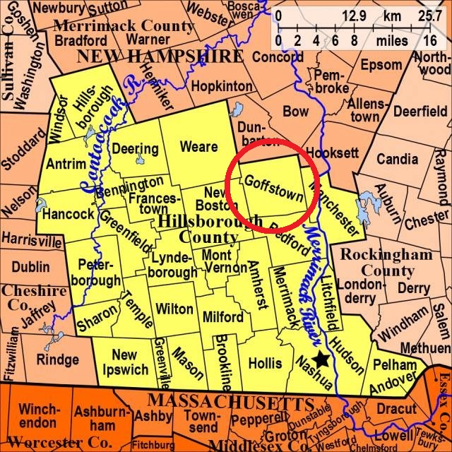 Map showing Goffstown