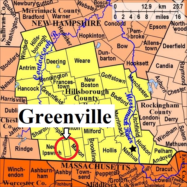 Map showing Greenville