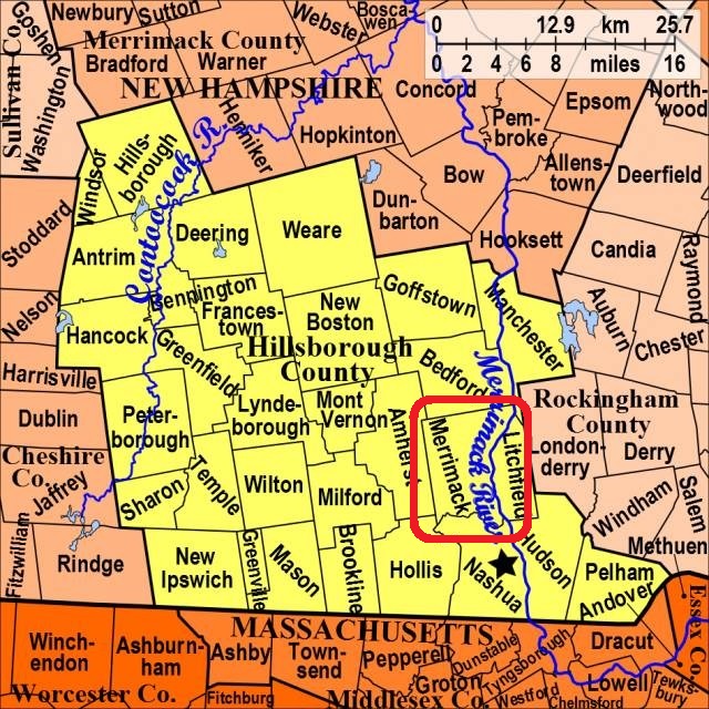 Map showing Merrimack