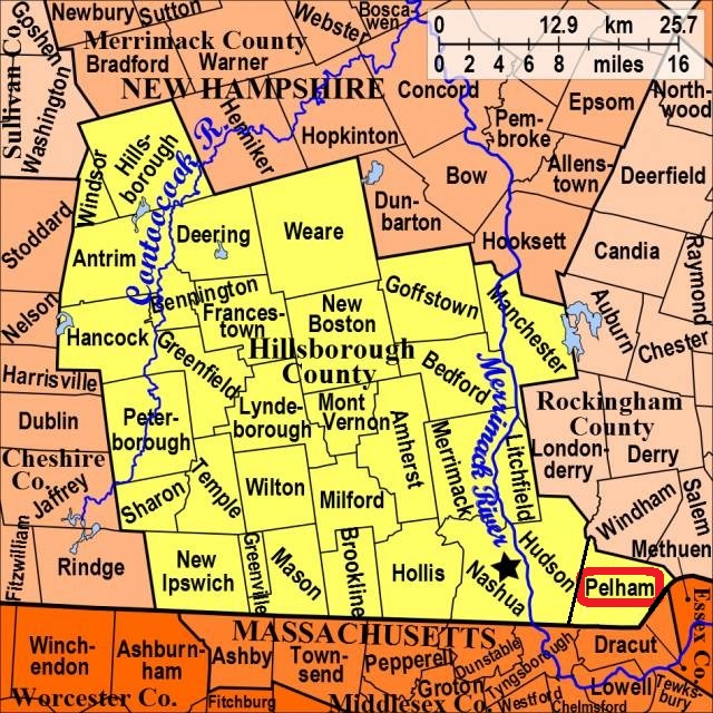 Map showing Pelham