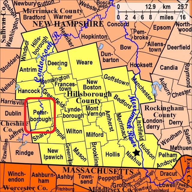 Map showing Peterborough