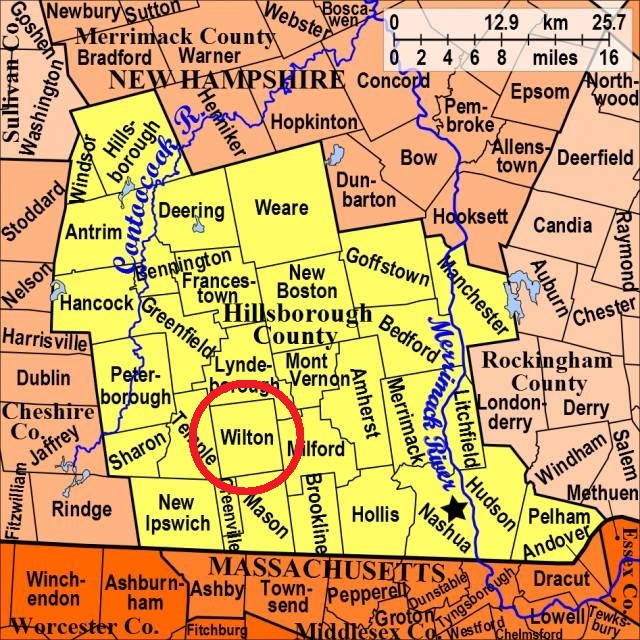 Map showing Wilton