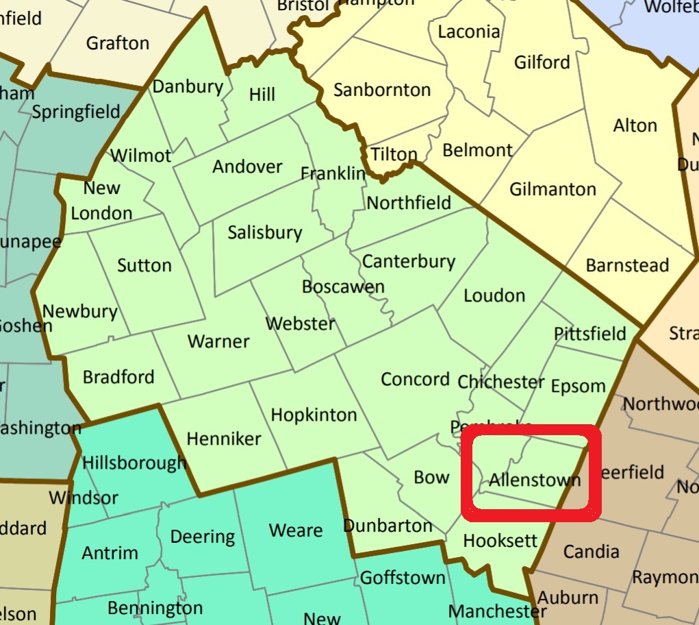 Map showing Allenstown