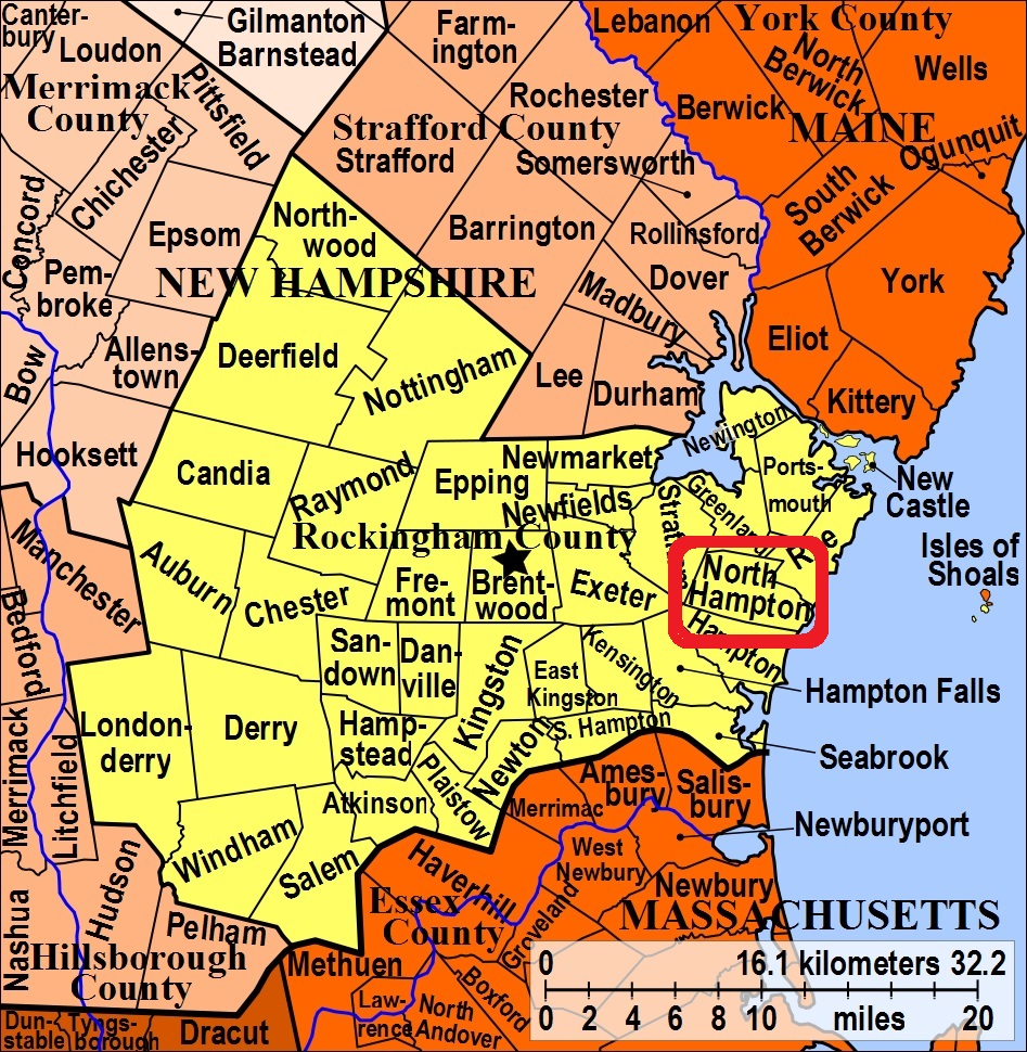 Map showing North Hampton