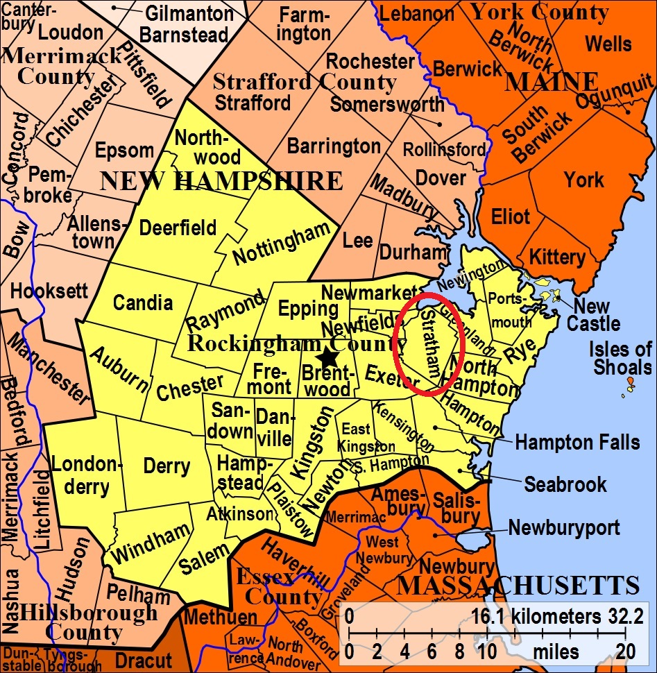 Map showing Stratham