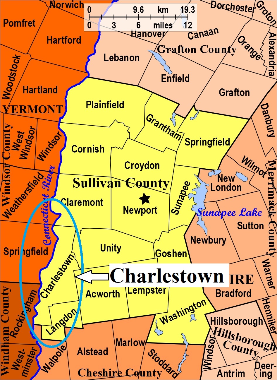 Map showing Charlestown