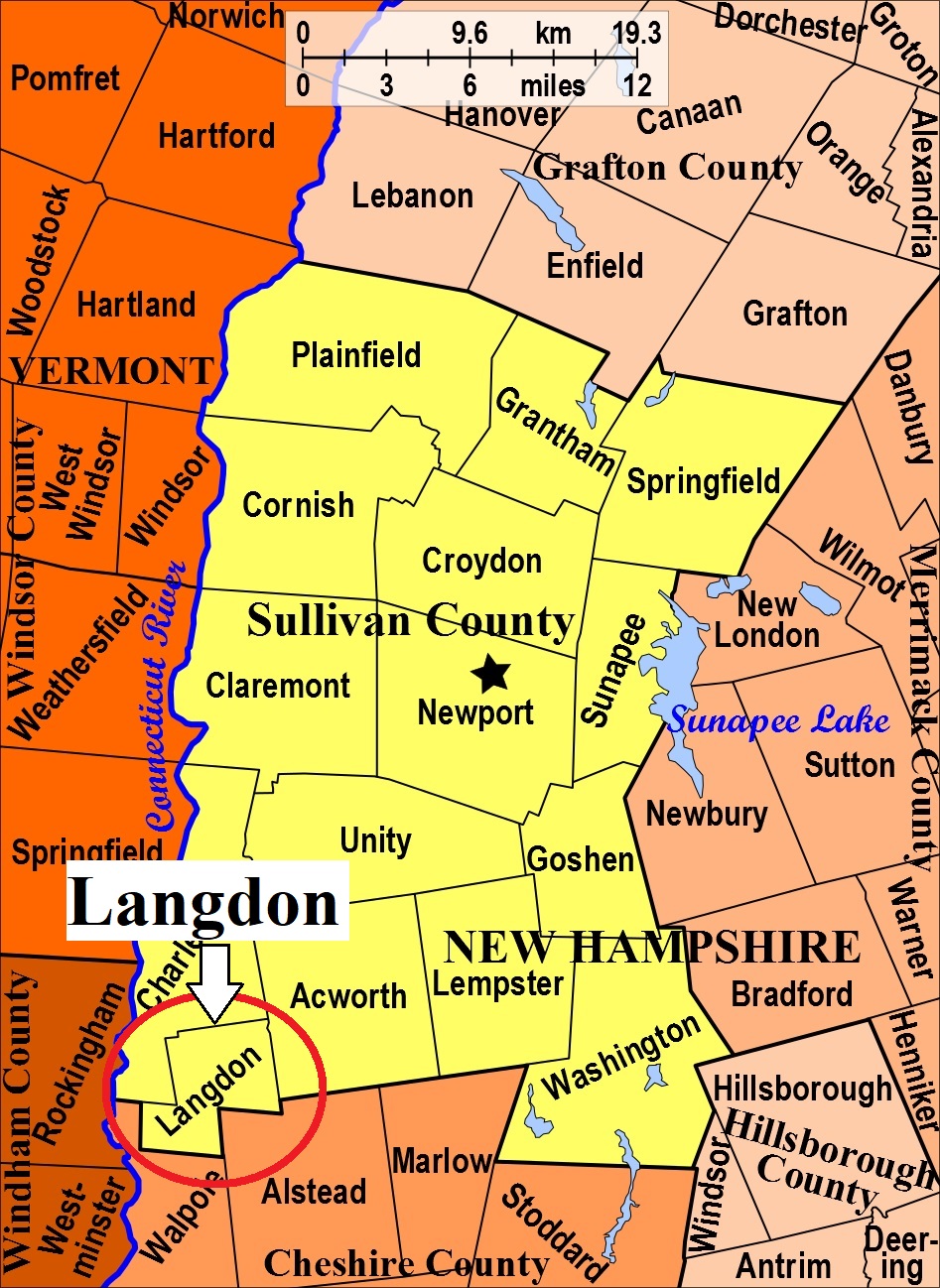 Map showing Langdon